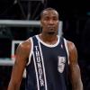 Kendrick Perkins, pivot de l'Oklahoma City Thunder en janvier 2013 lors d'un match contre les Lakers au Staples Center.