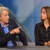 Alain Delon, invité avec sa fille Anouchka pour parler de la pièce Une journée ordinaire, est interrogé sur ses propos sur la montée du FN et les "conseils" de son fils Anthony, sur la chaîne RTS le 10 octobre 2013