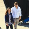Exclusif - Mila Kunis rend visite à Ashton Kutcher sur un tournage à Los Angeles, le 11 octobre 2013.