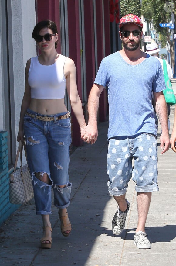 Rose McGowan et son petit ami Davey Detail à Los Angeles, le 17 juillet 2013.