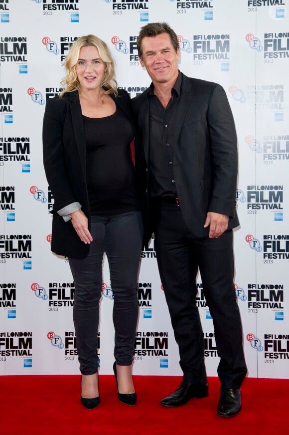 Kate Winslet, enceinte, et Josh Brolin, lors du photocall du film Last Days of Summer (Laboy Day), le 14 octobre 2013 à Londres dans le cadre du BFI London Festival