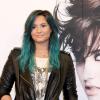 Demi Lovato, les cheveux bleus, lors d'une conférence de presse pour promouvoir son nouvel album à Mexico, le 11 octobre 2013.