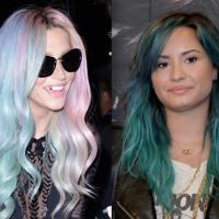Kesha et Demi Lovato : Jumelles capillaires, l'important c'est le bleu...