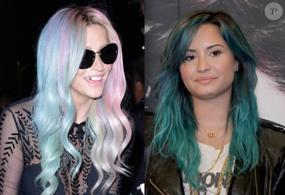 Kesha et Demi Lovato ont toutes les deux opté pour des cheveux bleus.