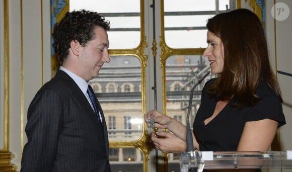 Guillaume Gallienne et Aurélie Filippetti au ministère de la culture à Paris, le 15 octobre 2013.