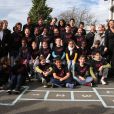  Valerie Trierweiler et les élèves de l'école Paul-Valéry à Angers sont motivés pour l'opération Mets tes baskets d'ELA, le 18 octobre 2013.  