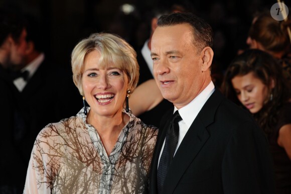 Emma Thompson et Tom Hanks lors de la présentation de Dans l'ombre de Mary (Saving Mr. Banks) pour la clôture du BFI London Film Festival le 20 octobre 2013