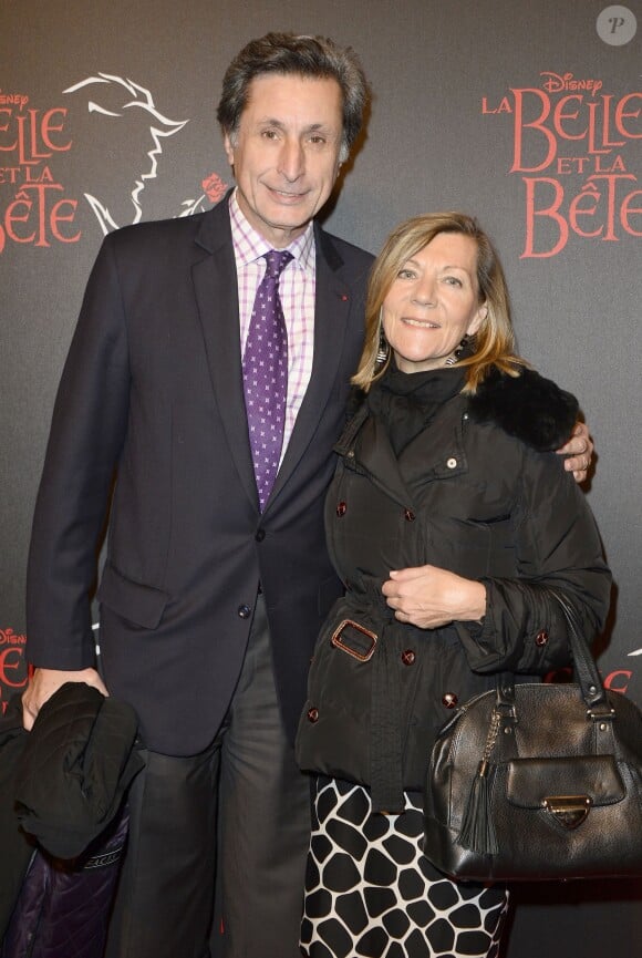 Patrick de Carolis et sa femme Carol-Anne à la générale de la comédie musicale "La Belle et la Bête" au Théâtre Mogador à Paris, le 24 octobre 2013.