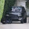 David Beckham impliqué avec son fils Brooklyn dans un accident de voiture entre un Acura SUV et son Range Rover Sport devant sa maison de Beverly Hills, à Los Angeles le 25 octobre 2013.