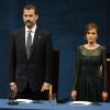Felipe et Letizia d'Espagne lors de la cérémonie des Prix Prince des Asturies le 25 octobre 2013 à Oviedo.