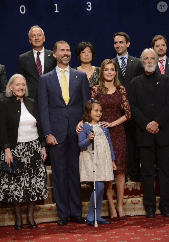 Le prince Felipe et la princesse Letizia d'Espagne lors de la remise des 22e Prix Prince des Asturies à Oviedo le 25 octobre 2013.