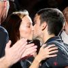 Novak Djokovic et sa fiancée Jelena Ristic lors du triomphe du Serbe en finale du Masters 1000 de Paris-Bercy le 3 novembre 2013.