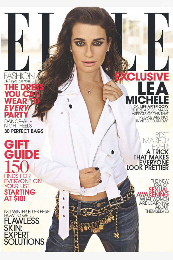 Lea Michele pose en couverture de ELLE, édition américaine de décembre 2013.