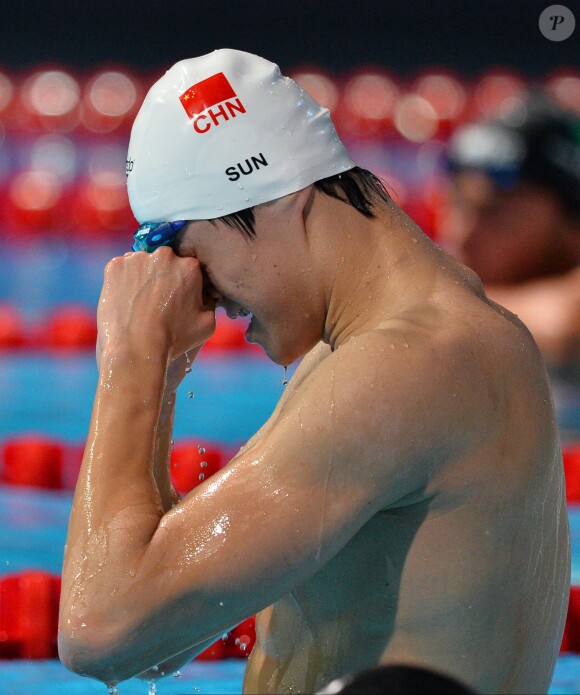 Sun Yang lors des championnats du monde de natation au Palau Sant Jordi de Barcelone, en juillet 2013 sur 800 m nage libre