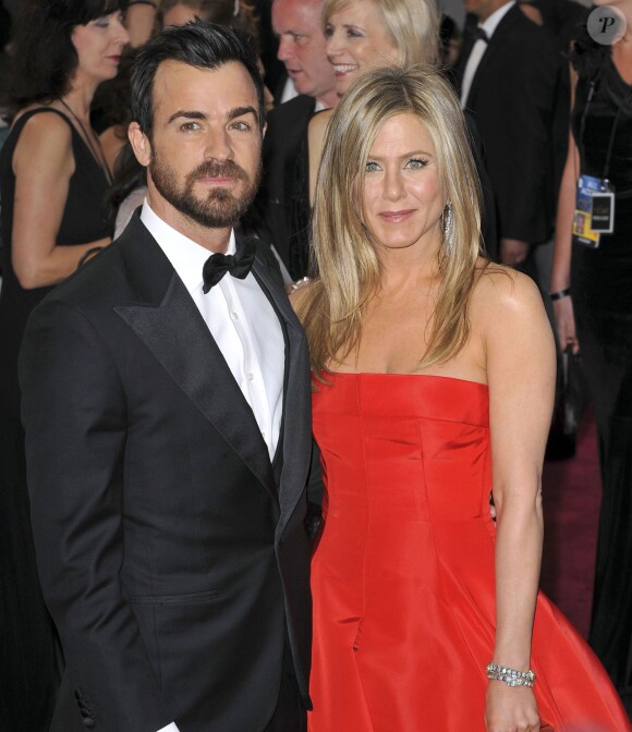 Jennifer Aniston et Justin Theroux lors de la 85eme cérémonie des Oscars à Hollywood le 24 février 2013
