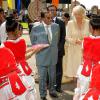La duchesse de Cornouailles lors de sa visite du centre Home Start à Colombo, le 16 novembre 2013
