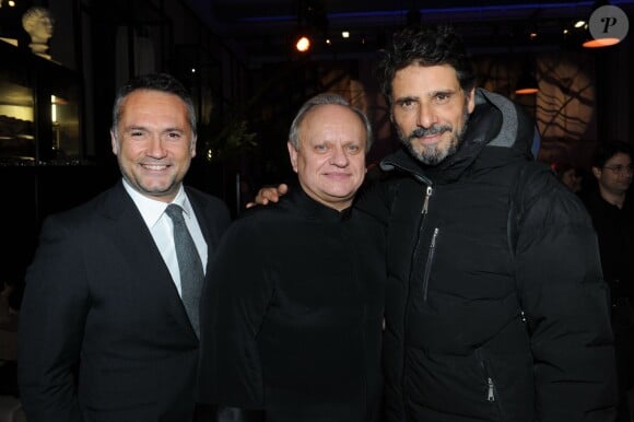 Exclusif : Grégory Marciano, Joël Robuchon et Pascal Elbé à la soirée Sushi Shop organisée au Minipalais à Paris, le 19 novembre 2013.
