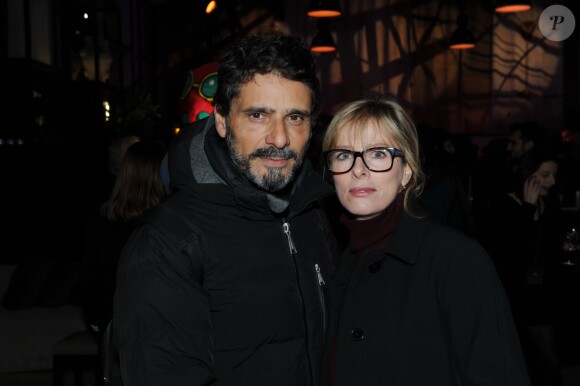 Exclusif : Pascal Elbé et Karin Viard à la soirée Sushi Shop organisée au Minipalais à Paris, le 19 novembre 2013.