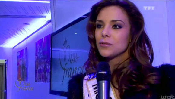 Marine Lorphelin lors de la conférence de presse de Miss France 2014 le 14 novembre 2013 chez TF1