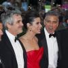 David Heyman, Alfonso Cuaron, Sandra Bullock, George Clooney et Jonás Cuaron à Venise, le 28 août 2013.