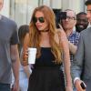 Lindsay Lohan, tout juste sortie de cure de désintoxication, en tournage de sa télé-réalité à New York, le 5 août 2013.