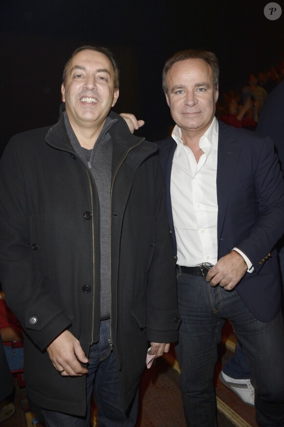 Exclu - Jean-Marc Morandini et Fabien Lecoeuvre au premier concert de Céline Dion à Bercy, à Paris. Le 25 novembre 2013.