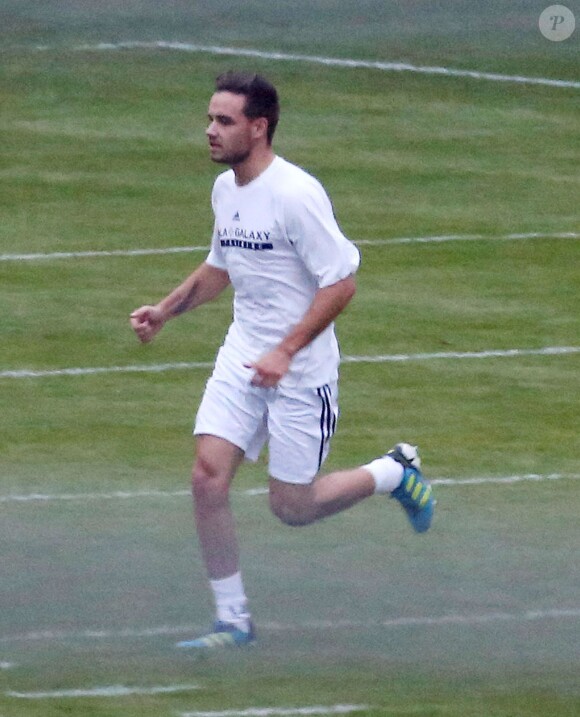 Liam Payne et Niall Horan s'entraînent avec les Los Angeles Galaxy à Los Angeles, le 25 novembre 2013.