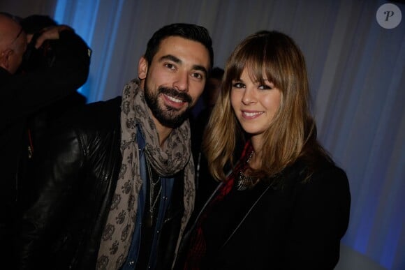 Ezequiel Lavezzi et sa compagne Yanina à la soirée One Drop Party pour le 'Cirque du Soleil' à Boulogne-Billancourt, le 28 novembre 2013.