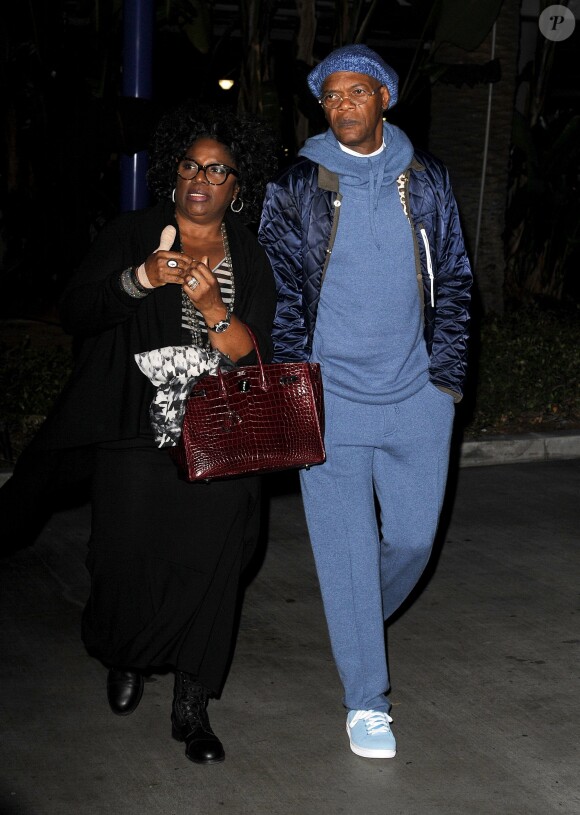 LaTanya Richardson et Samuel L. Jackson arrivent au Staples Center pour le concert de Beyoncé. Los Angeles, le 3 décembre 2013.