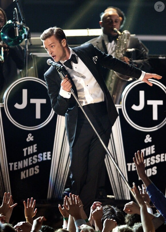 Justin Timberlake sur scène lors des Grammy Awards à Los Angeles, le 10 février 2013.