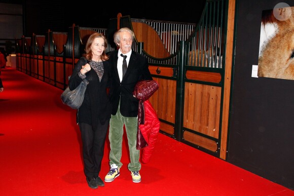 Jean Rochefort et sa femme Françoise Vidal lors de l'épreuve Style & Competition for AMADE aux Gucci Masters de Villepinte le 7 décembre 2013