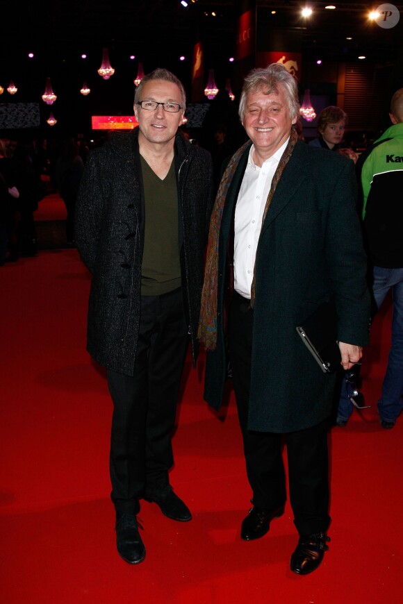 Laurent Ruquier et Gilbert Rozon lors de l'épreuve Style & Competition for AMADE aux Gucci Masters de Villepinte le 7 décembre 2013