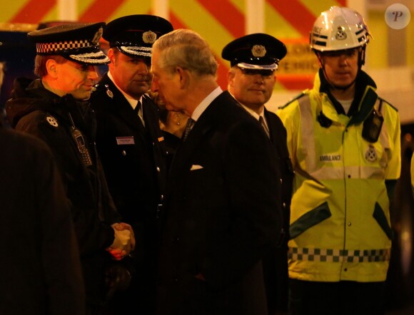 The Prince of Wales shakes hands with Police Scotland's Chief Constable Stephen House during a visit to the scene of the police helicopter crash at the Clutha bar last Friday in Glasgow, Scotland, UK on Friday December 6, 2013. Photo by Andrew Milligan/PA Wire/ABACAPRESS.COM06/12/2013 - Glasgow
