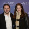 Lionel Giraud (président d'André) et Frédérique Bel à l'inauguration de la nouvelle boutique "André" à Paris, le 10 décembre 2013.