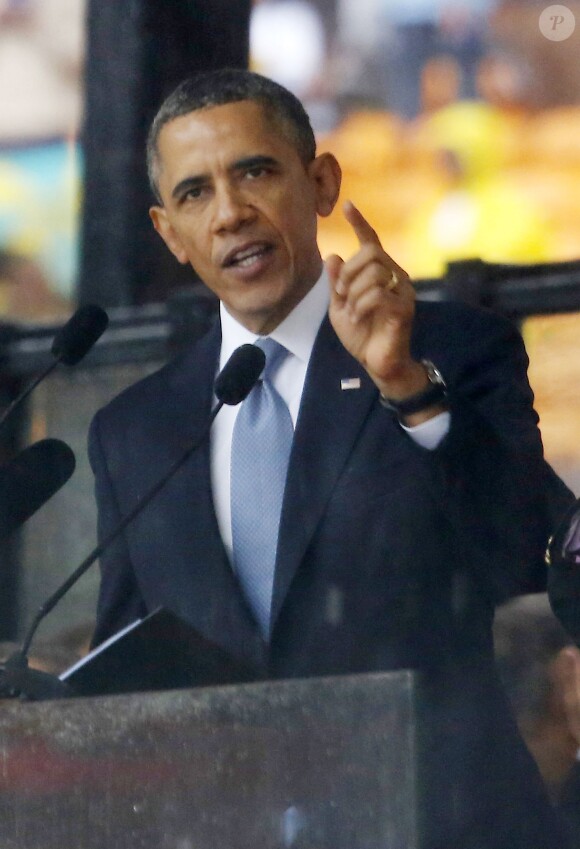 Barack Obama lors de l'hommage à Nelson Mandela le 10 décembre à Soweto.