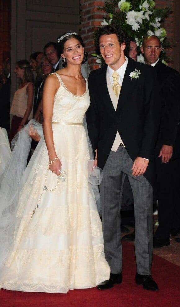 Diego Forlan et Paz Cardoso lors de leur mariage à Montevideo le 12 décembre 2013.