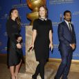 Sosie Bacon, Aziz Ansari, Olivia Wilde (enceinte) lors de l'annonce des nominations des Golden Globes au Beverly Hilton Hotel de Beverly Hills, le 12 décembre 2013.