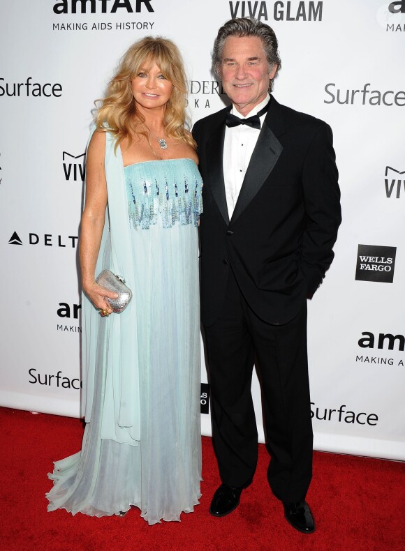Goldie Hawn et son compagnon Kurt Russell assistent au gala Inspiration de l'amFAR, aux studios Milk. Los Angeles, le 12 décembre 2013.