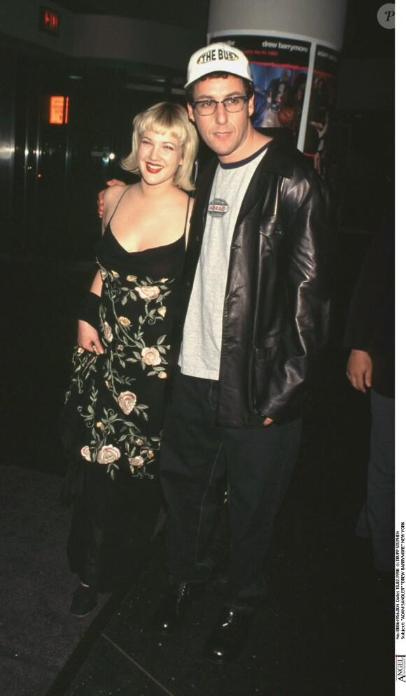 Drew Barrymore et Adam Sandler à New York le 10 février 1998.