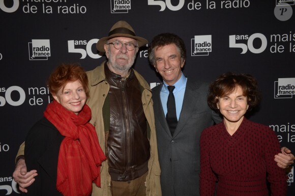 Exclusif - Jean-Pierre Marielle et sa femme Agathe Natanson, Jack Lang et sa femme Monique lors du 50e anniversaire de la maison de la radio à Paris le 17 decembre 2013.