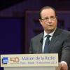 Exclusif - Francois Hollande lors du 50e anniversaire de la maison de la radio à Paris le 17 decembre 2013.