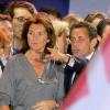 Cécilia Attias et Nicolas Sarkozy lors de la victoire à la présidentielle de 2007 le 7 mai. à Paris.