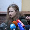 Maria Alekhina tout juste libérée du camp de Nijni-Novgorod (Volga), le 23 décembre 2013. 