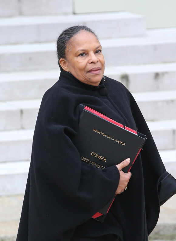 Christiane Taubira à la sortie du Conseil des ministres, du 4 décembre 2013, à Paris.
