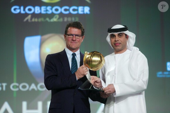 Fabio Capello à l'honneur lors de la cérémonie des Global Soccer de la 8e édition de la Dubai International Sports Conference à Dubaï, le 28 décembre 2013