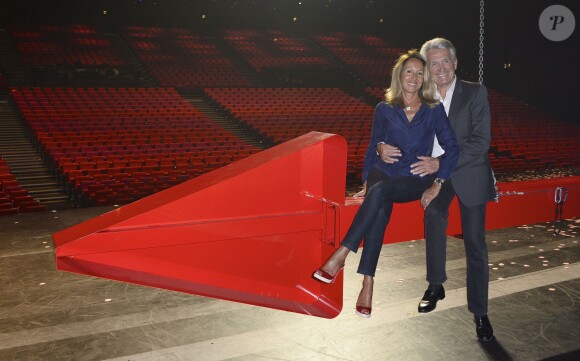 Exclusif - Nicole et Gilbert Coullier, les producteurs du spectacle "Robin des Bois" posent lors de la dernière représentation au Palais des Congrès à Paris, le 5 janvier 2014.