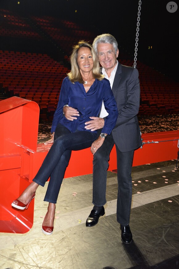 Exclusif - Nicole et Gilbert Coullier, les producteurs du spectacle "Robin des Bois" posent lors de la dernière représentation au Palais des Congrès à Paris, le 5 janvier 2014.