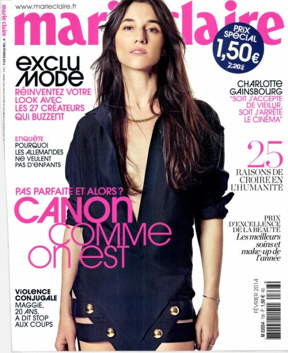 Charlotte Gainsbourg en couverture de Marie Claire (Février 2014).