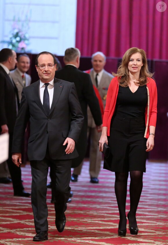 Valérie Trierweiler et François Hollande au Palais de l'Elysée à Paris, le 1er mars 2013.