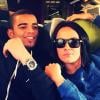 Brahim Zaibat et Alizée en route vers Nantes pour la tournée Danse avec les stars, le 11 janvier 2014.
